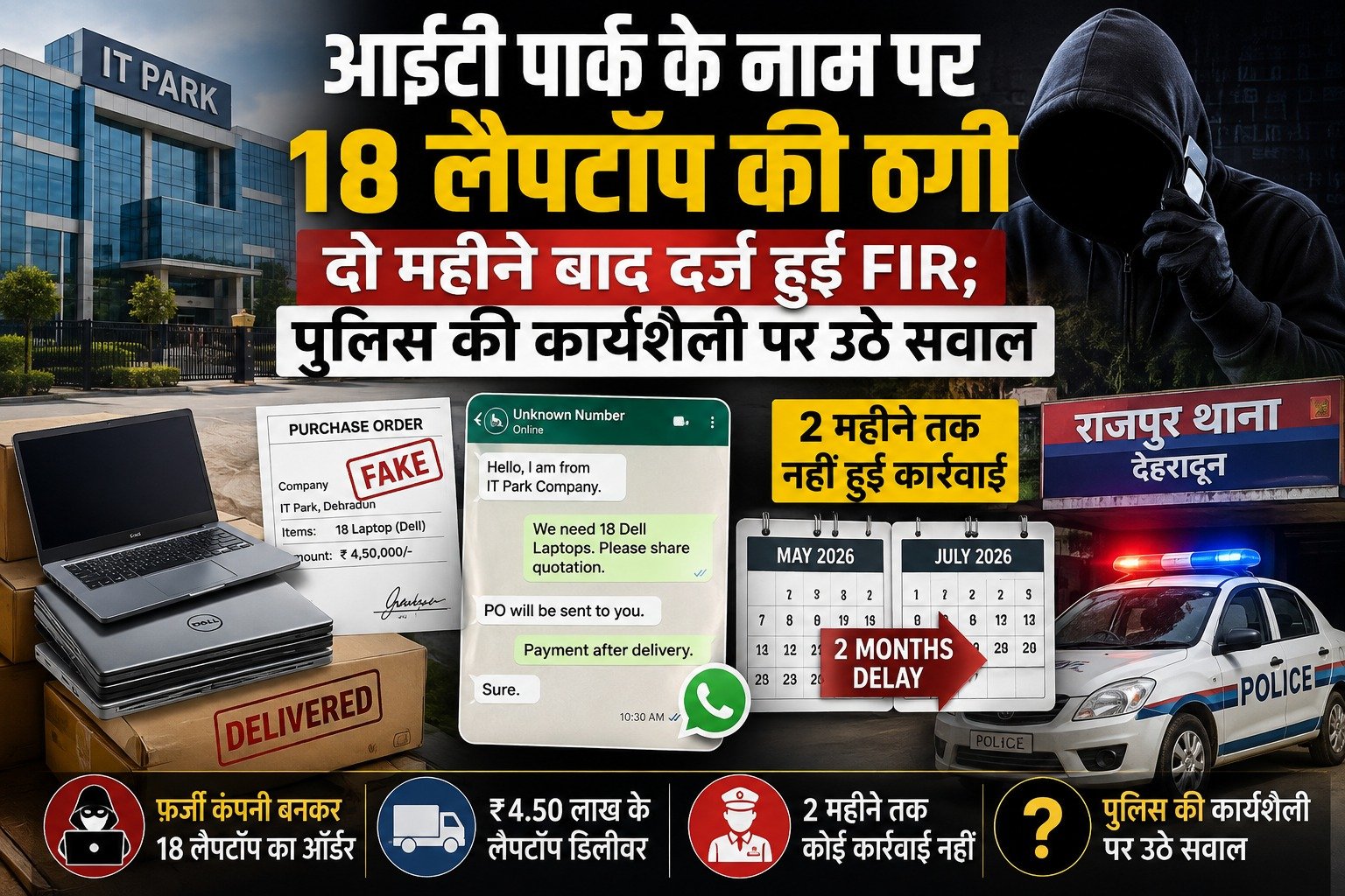 आईटी पार्क के नाम पर 18 लैपटॉप की ठगी, दो महीने बाद दर्ज हुई FIR; पुलिस की कार्यशैली पर उठे सवाल